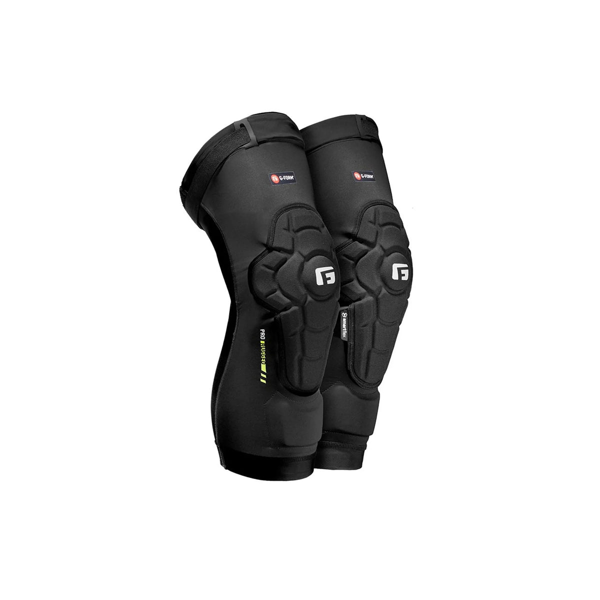 G-Form, Pro-Rugged 2, Knee Guards, Black, Pair (Bicycle Protective Pads) – studio product photo