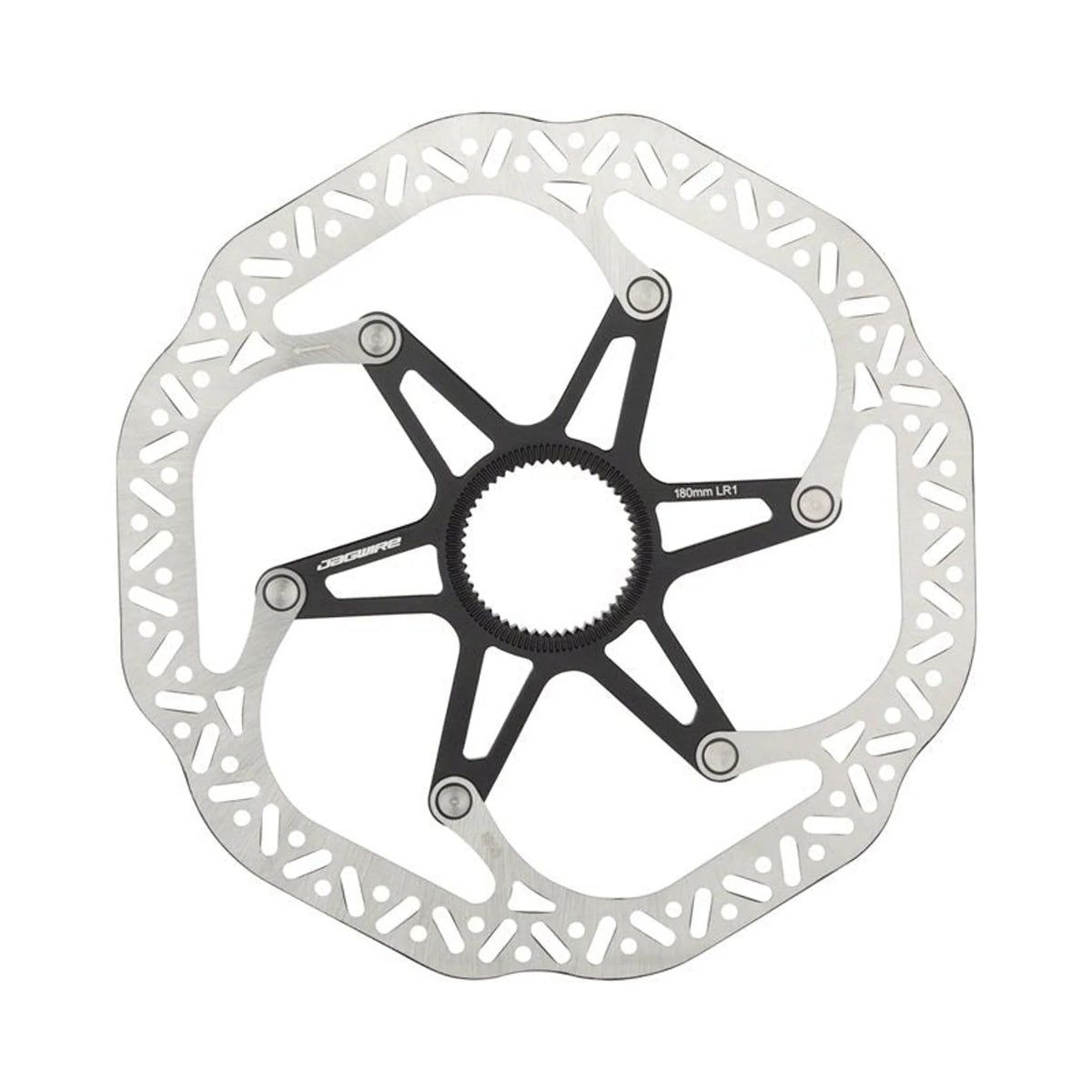 Jagwire Pro LR1 Disc Brake Rotor - 180mm, Center Lock, Silver/Black (Bicycle Brake Rotors) – studio photo