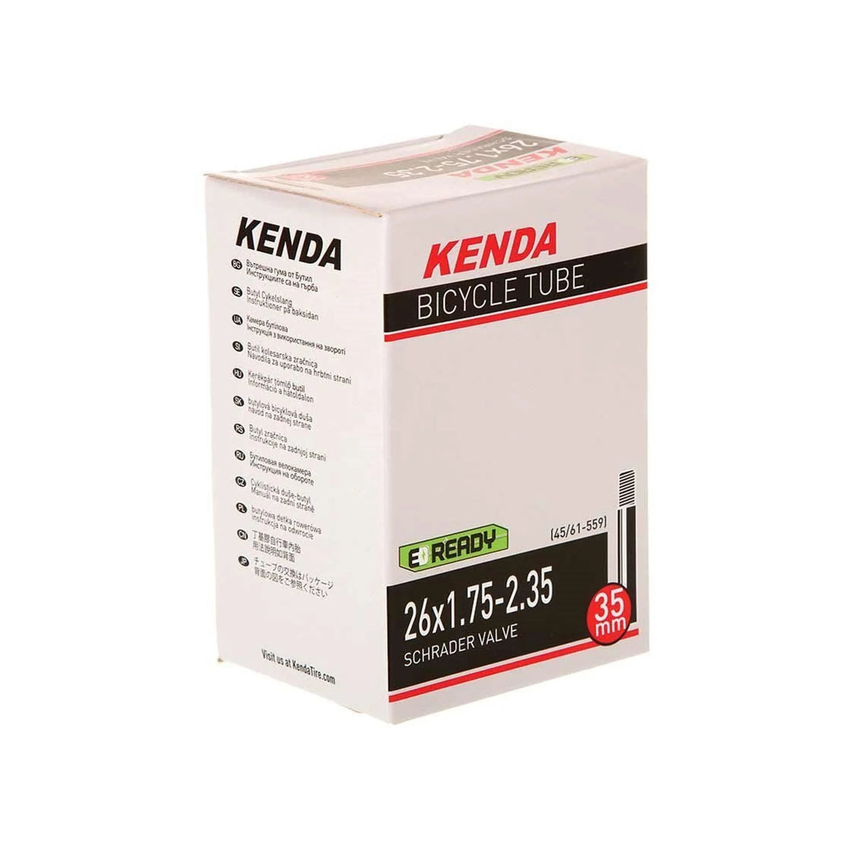 Kenda, Schrader, Tube, Schrader, Length: 35mm, 26'', 1.75-2.35 (Bicycle Tubes) – studio product photo