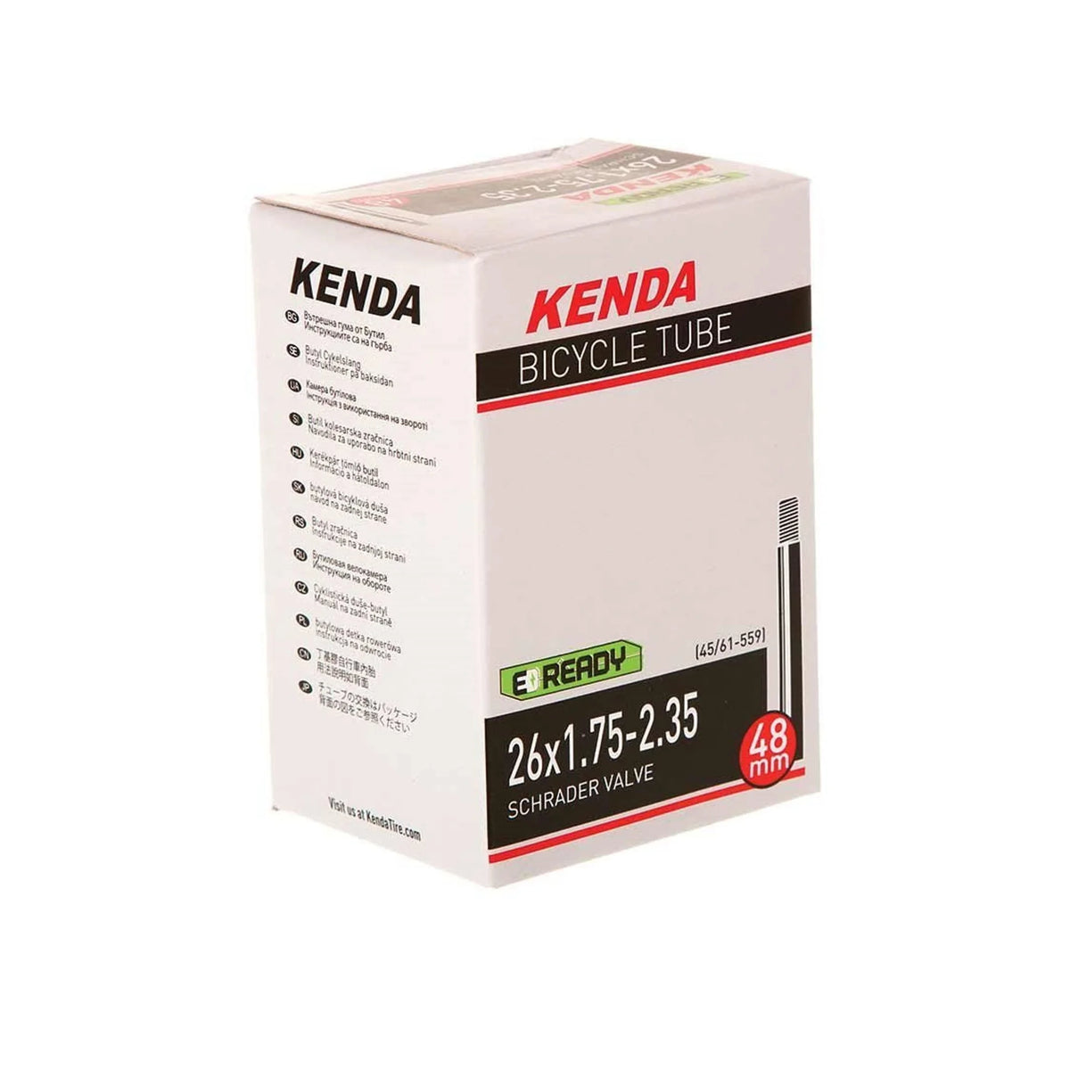 Kenda, Schrader, Tube, Schrader, Length: 48mm, 26'', 1.75-2.35 (Bicycle Tubes) – studio product photo