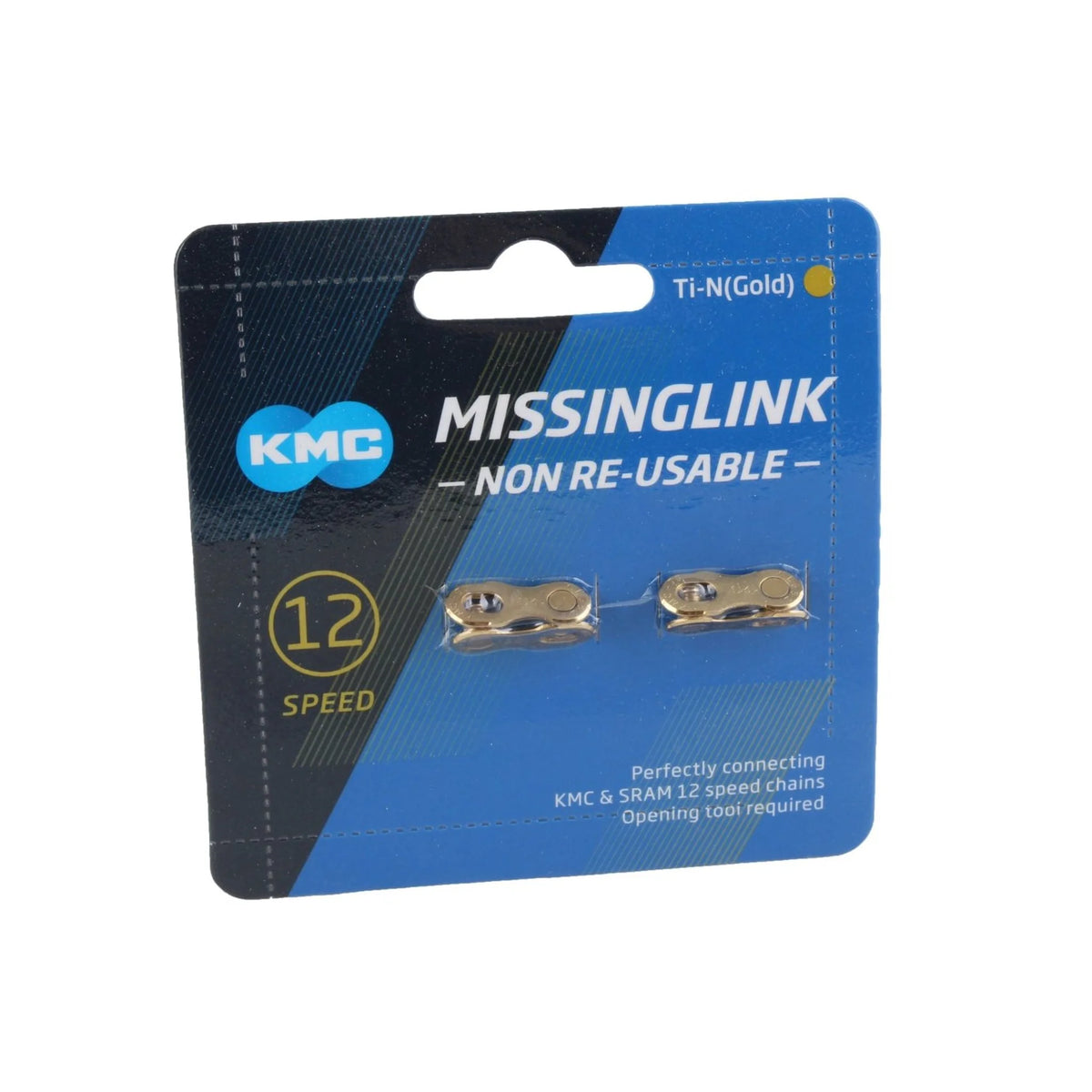 KMC MissingLink-12-Ti Gold Connector, 2/Count (Bicycle Chains) – studio product photo