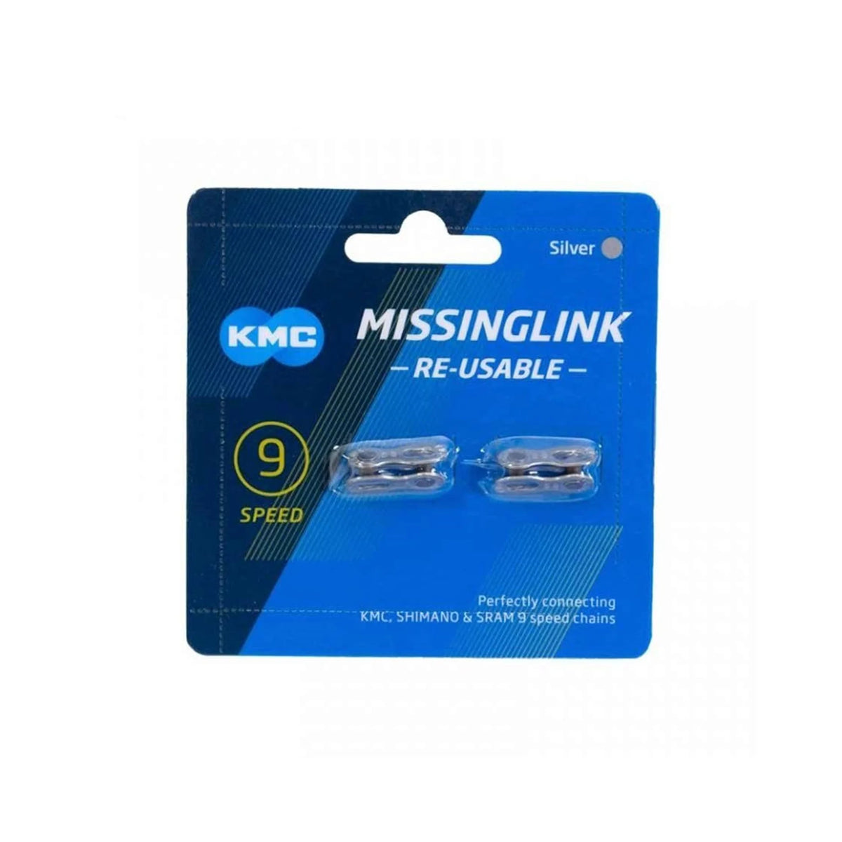 KMC, Missinglink, 9spd., 2-piece card, Pair (Bicycle Chains) – studio product photo