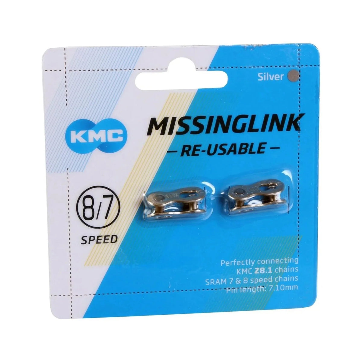 KMC MissingLink II Connector(CL571R), 7.1mm 2/Count (Bicycle Chains) – studio product photo