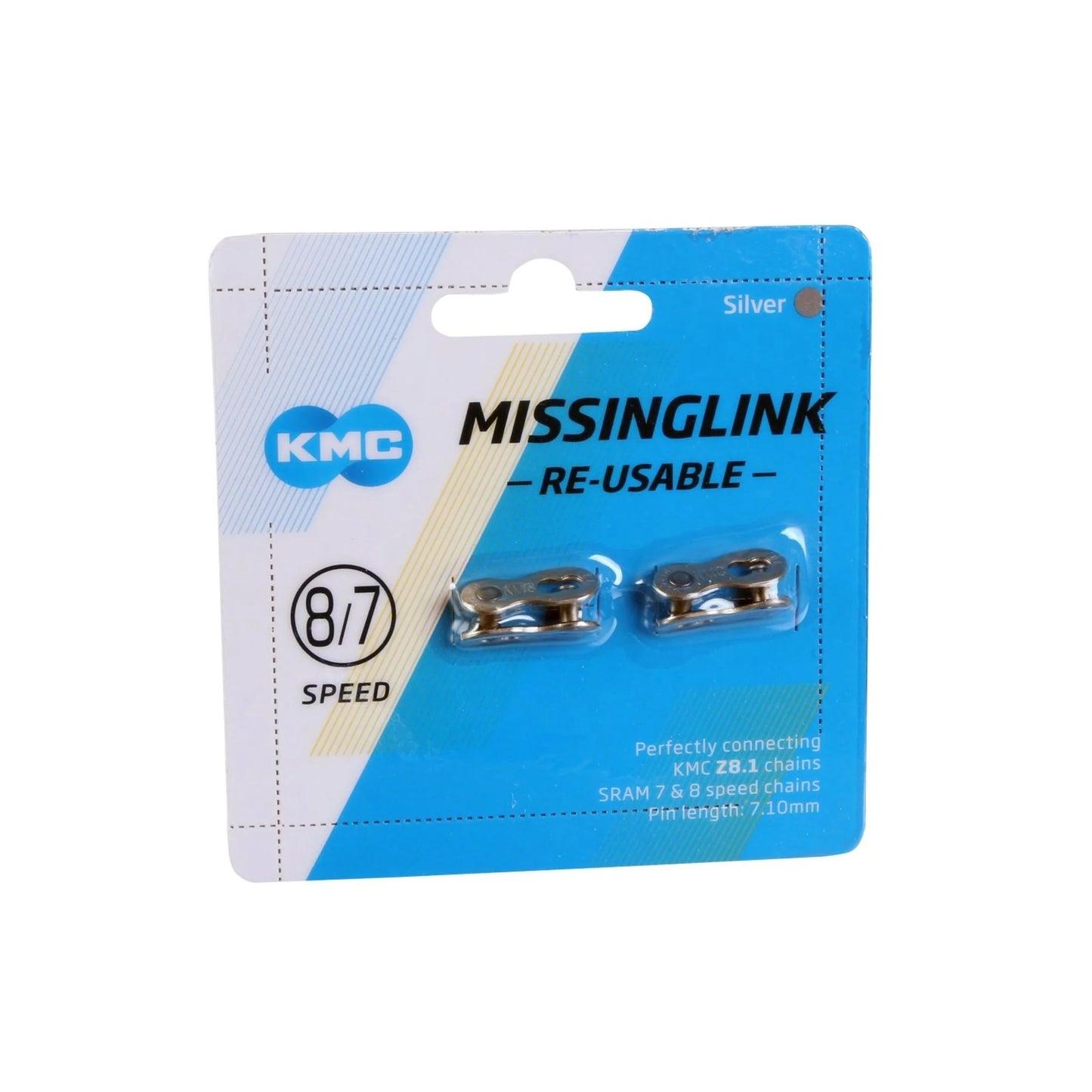 KMC MissingLink II Connector(CL571R), 7.1mm 2/Count (Bicycle Chains) – studio product photo