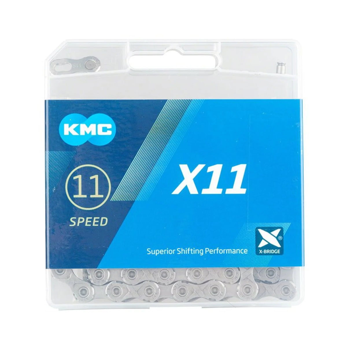 KMC X11 Chain - 11-Speed, 118 Links, Gray (Bicycle Chains) – front profile
