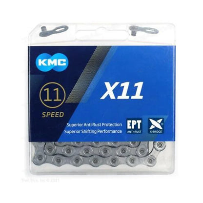 KMC X11 EPT Chain - 11-Speed, 116 Links, Gray (Bicycle Chains) – studio photo