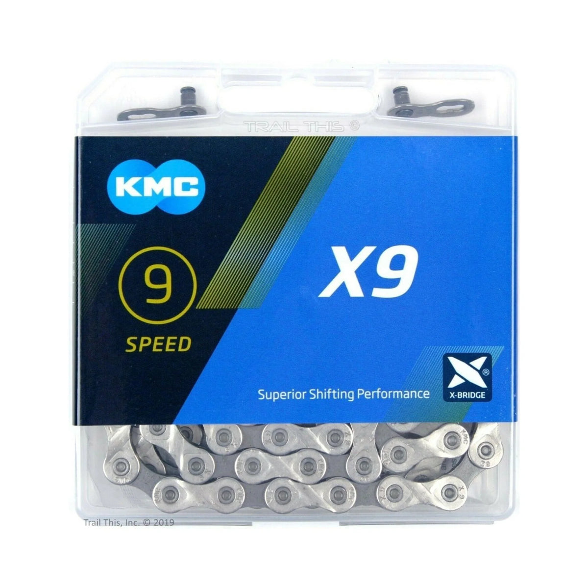 KMC X9 Chain - 9-Speed, 116 Links, Silver/Gray (Bicycle Chains) – close-up detail