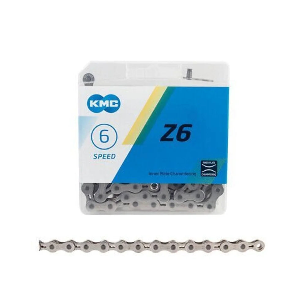 KMC Z6 Chain - 6, 7-Speed, 116 Links, Silver (Bicycle Chains) – close-up detail