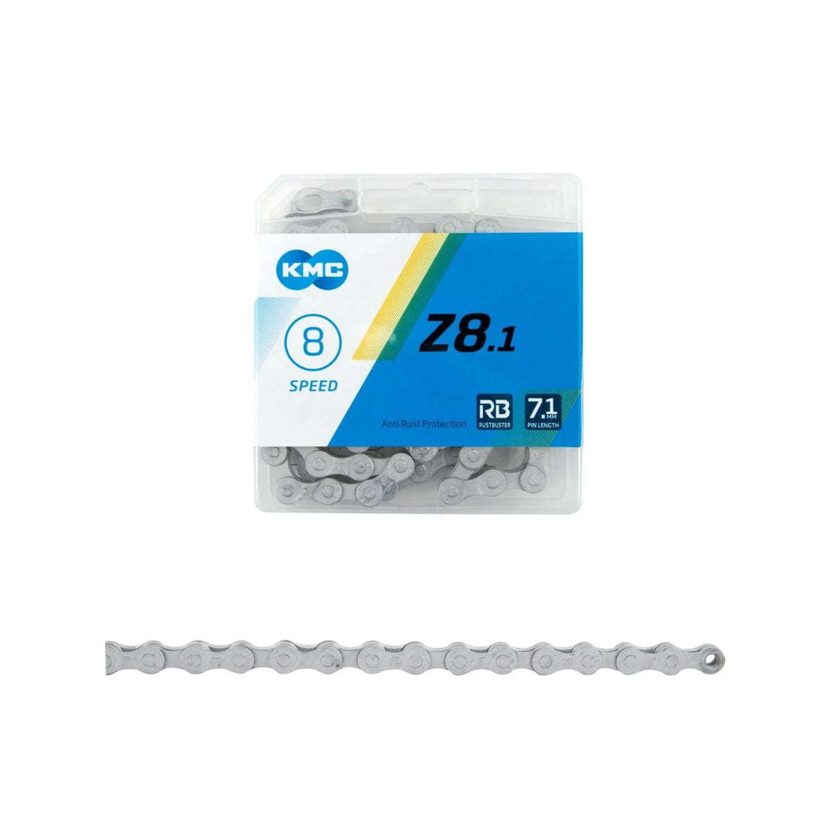 KMC Z8.1 RB Rustbuster Chain - 8-Speed, 116 Links, Gray (Bicycle Chains) – detail angle