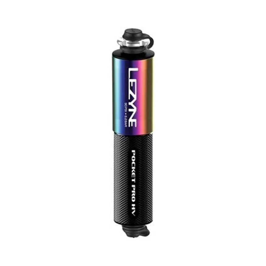 Lezyne Pocket Drive Pro HV Mini Pump - Aluminium, 90psi, Presta/Schrader, With Mount, Neo/Black (Bicycle Pumps) – close-up
