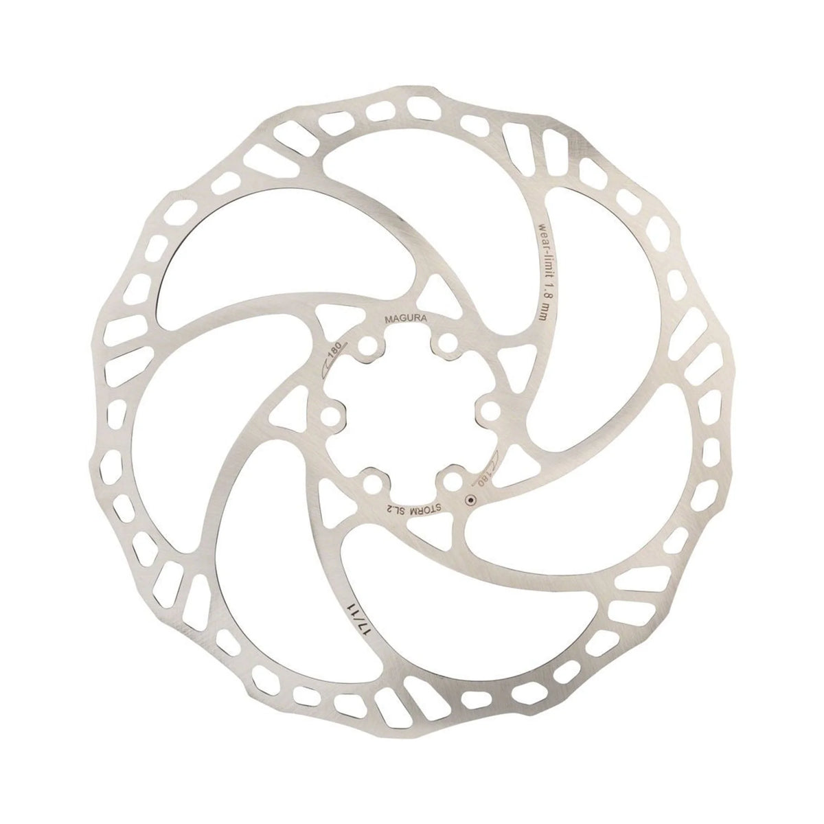 Magura Storm SL.2 Disc Brake Rotor - 180mm, 6-Bolt, Silver (Bicycle Brake Rotors) – detail angle