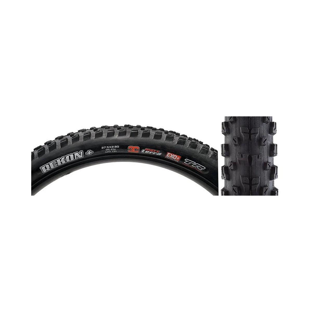 Maxxis Rekon Plus Tire - 27.5 x 2.8, Tubeless, Folding, Black, 3C Maxx Terra, EXO+ (Bicycle Tires) – studio photo
