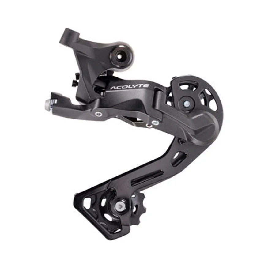 microSHIFT Acolyte Rear Derailleur - 8 Speed, Medium Cage, Black (Bicycle Derailleurs) – studio product photo