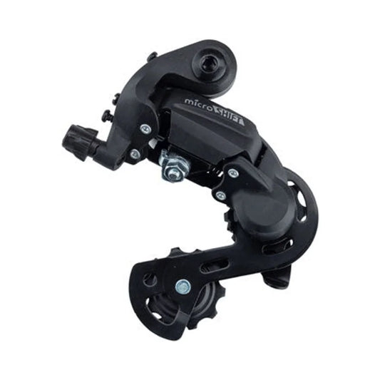 microSHIFT M21 Rear Derailleur - 6,7 Speed, Super Short Cage, Black (Bicycle Derailleurs) – studio product photo