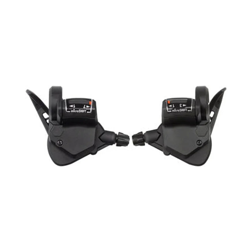 microSHIFT TS38 Thumb-Tap Shifter Set - 7 Speed, Triple, Optical Gear Indicator, Shimano Compatible – microSHIFT TS38 Thumb-Tap Shifter Set - 7 Speed, Triple, Optical Gear Indicator, Shimano Compatible (Bicycle Shifters)