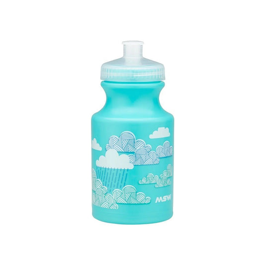 MSW Kids Water Bottle and Cage Kit - Clouds w/ Black Cage (Water Bottle Cages) – front profile