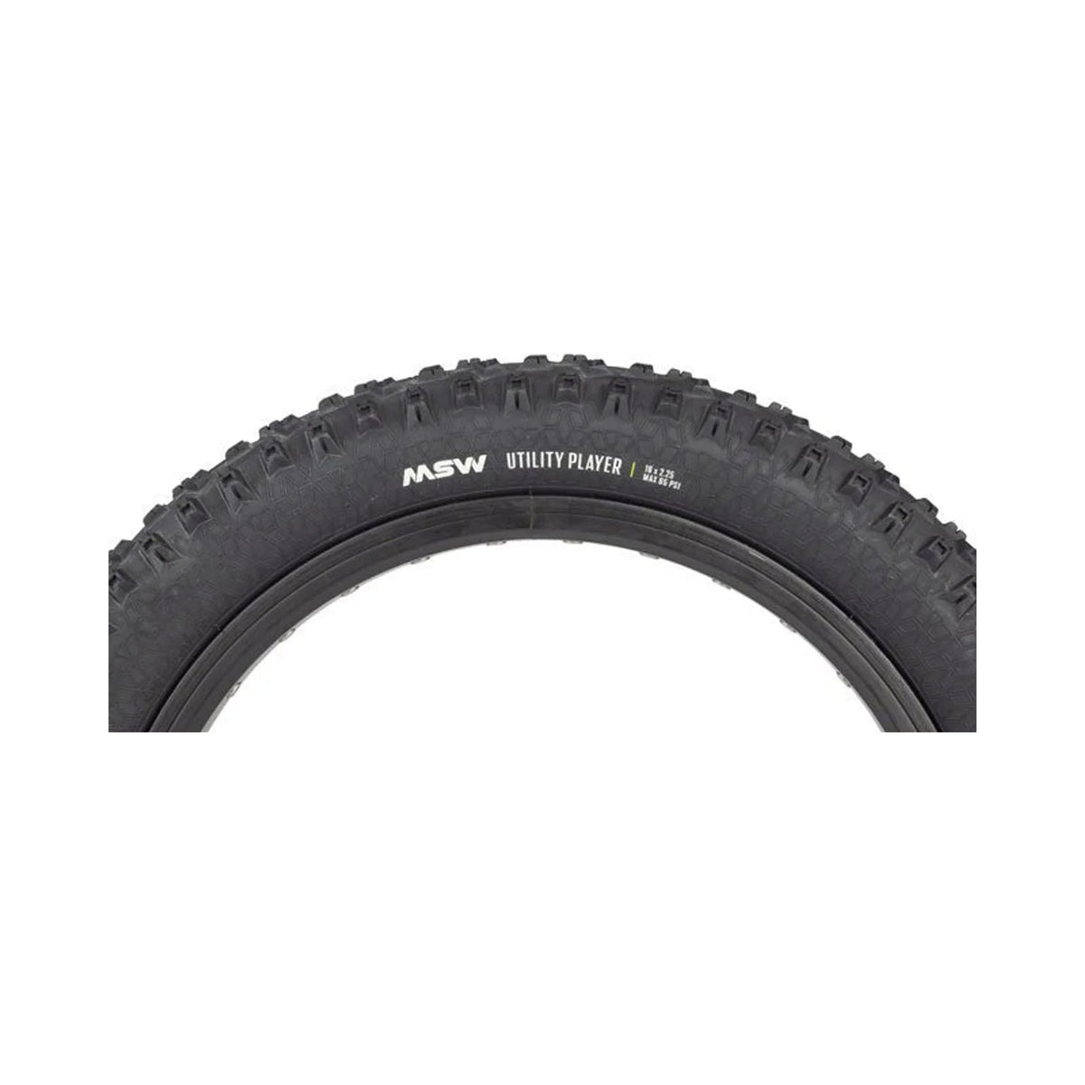 MSW Utility Player Tire - 16 x 2.25, Black, Rigid Wire Bead, 33tpi (Bicycle Tires) – front profile