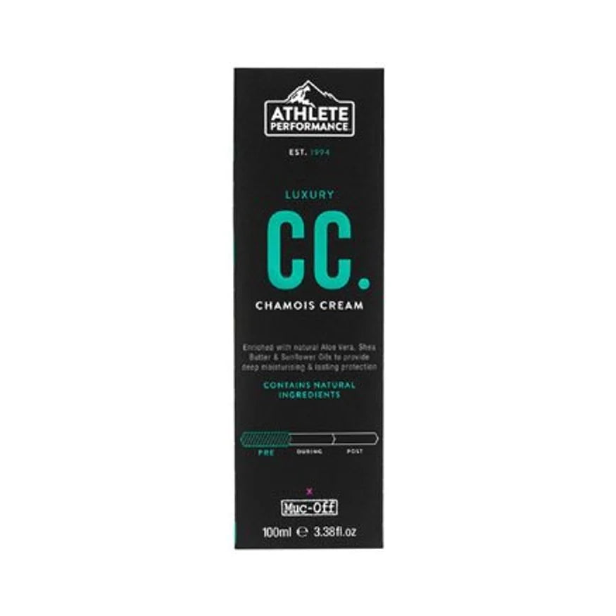 Muc-Off Athlete Performance by Muc-Off Luxury CC Chamois Cream: 100ml Tube (Anti Chafe) – studio photo