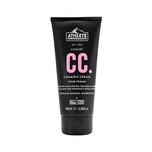 Muc-Off Athlete Performance by Muc-Off Women's Luxury CC Chamois Cream: 100ml Tube (Anti Chafe) – studio product photo