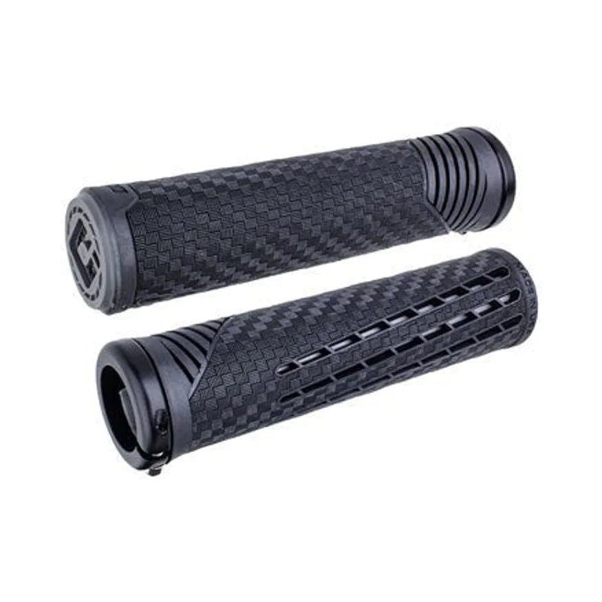 ODI CF V2.1 Grips - Black/Gray/Black, Lock-On (Bicycle Handlebar Grips) – studio product photo