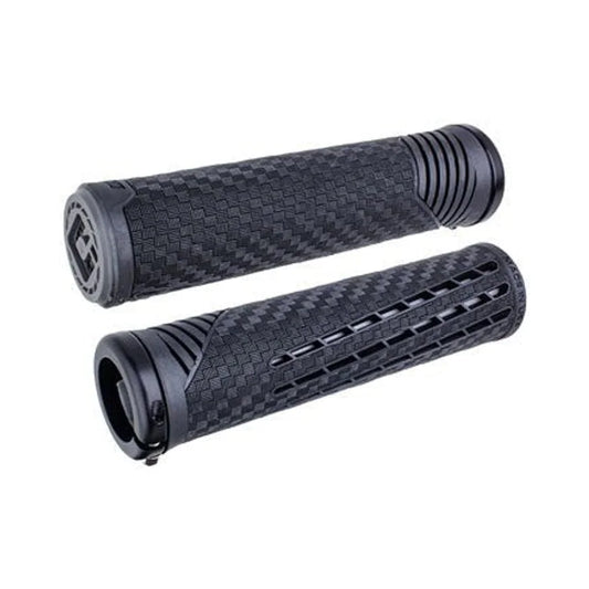 ODI CF V2.1 Grips - Black/Gray/Black, Lock-On (Bicycle Handlebar Grips) – studio product photo
