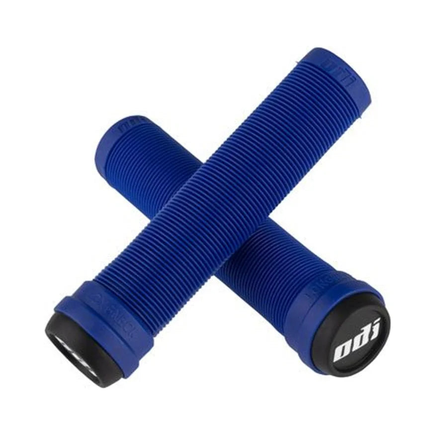 ODI Flangeless Longneck Grips - Blue (Bicycle Handlebar Grips) – studio photo