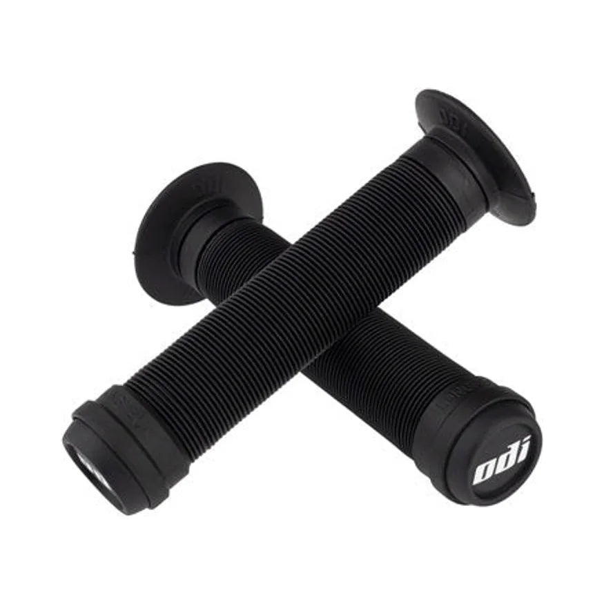 ODI Longneck ST Grips - Black, Flange (Bicycle Handlebar Grips) – studio product photo