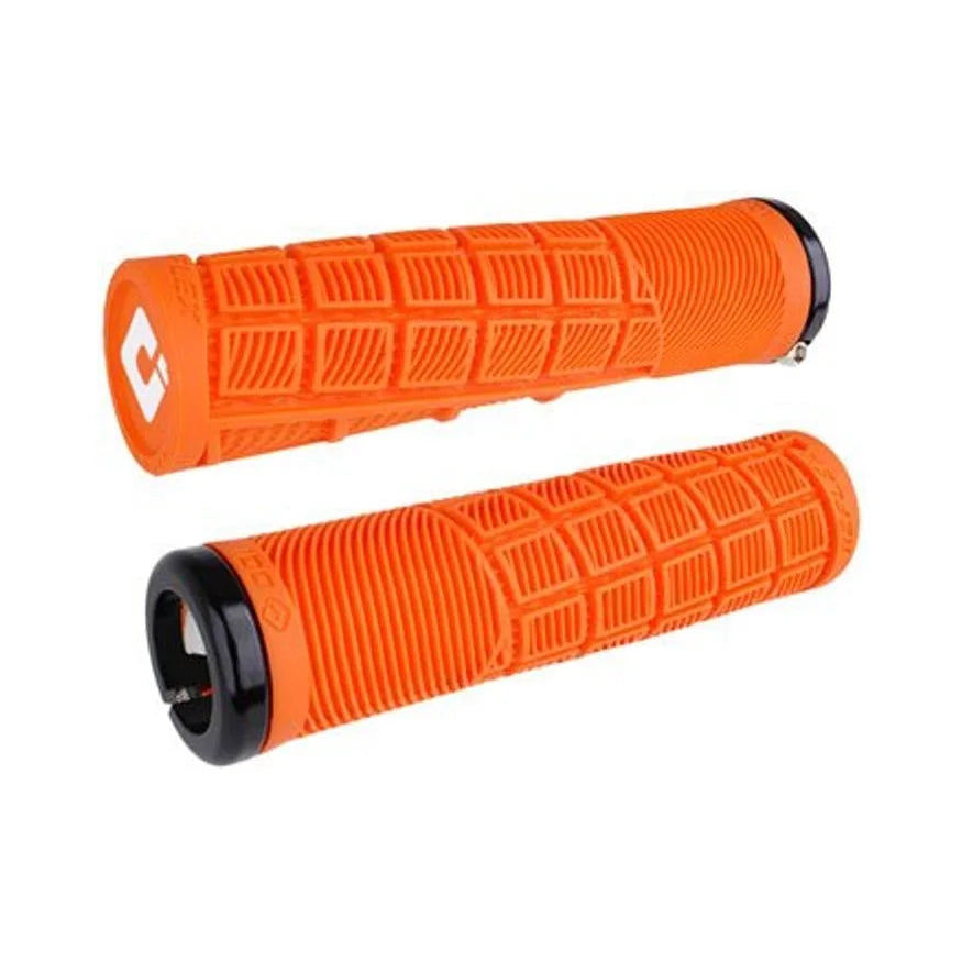 ODI Reflex V2.1 Grips - White/Orange, Lock-On (Bicycle Handlebar Grips) – studio product photo