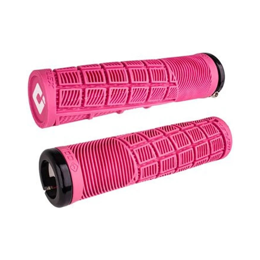 ODI Reflex V2.1 Grips - White/Pink, Lock-On (Bicycle Handlebar Grips) – studio product photo