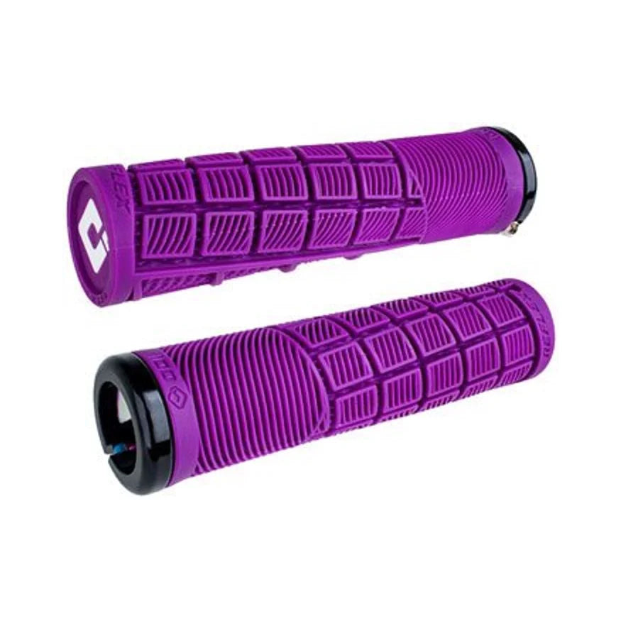 ODI Reflex V2.1 Grips - White/Purple, Lock-On (Bicycle Handlebar Grips) – studio product photo