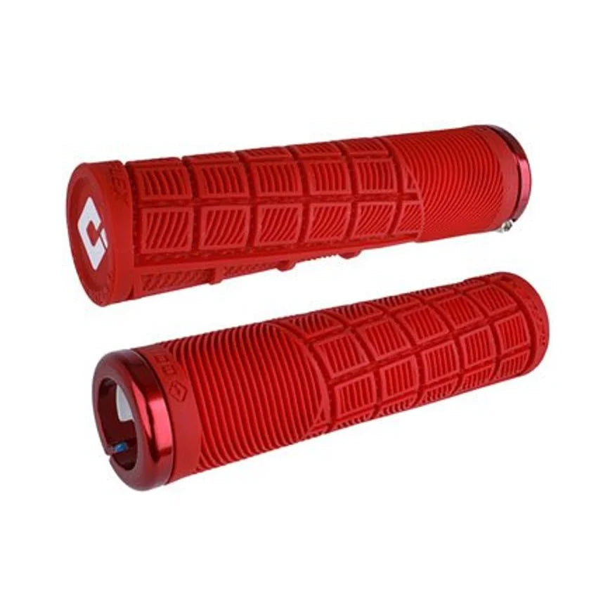 ODI Reflex V2.1 Grips - White/Red, Lock-On (Bicycle Handlebar Grips) – studio product photo