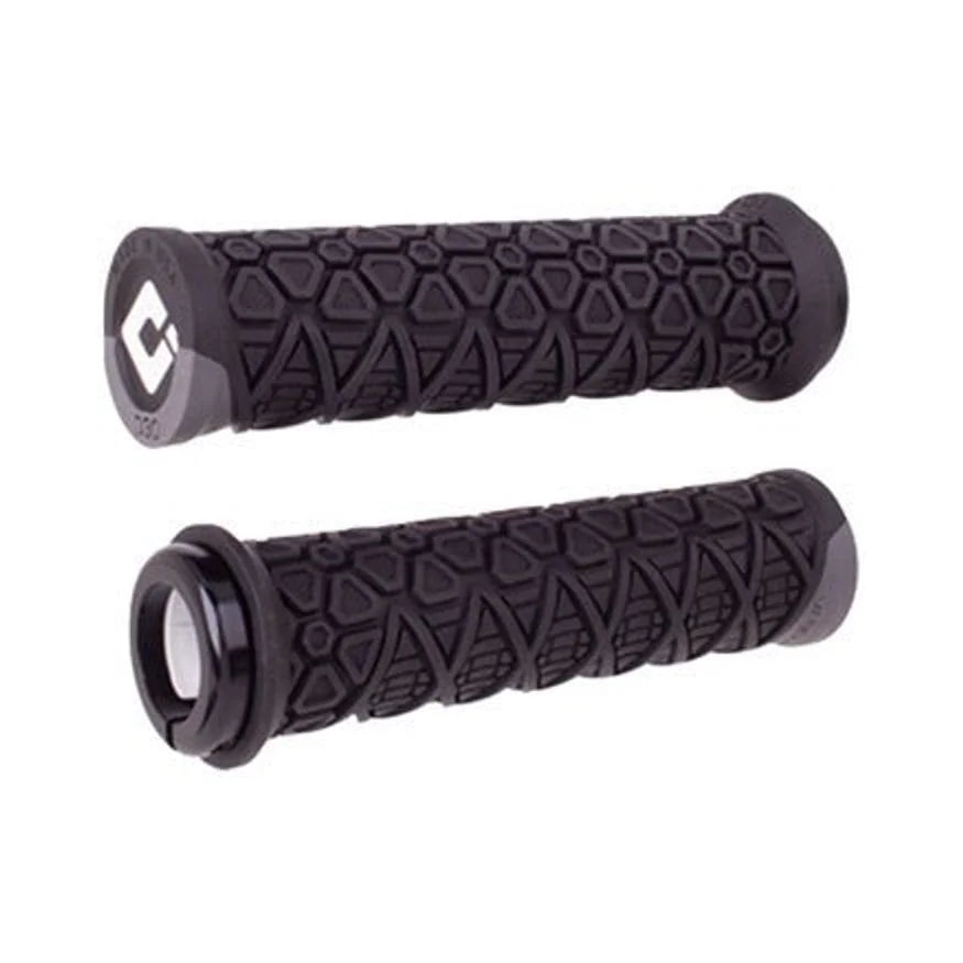 ODI Vanquish Grips - Black/Graphite, Lock-On (Bicycle Handlebar Grips) – studio product photo