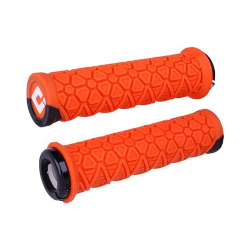 ODI Vanquish Grips - Orange/Black, Lock-On (Bicycle Handlebar Grips) – studio product photo