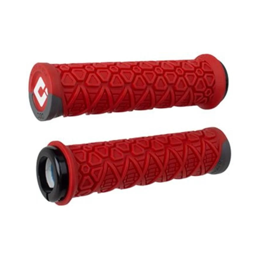 ODI Vanquish Grips - Red/Graphite, Lock-On (Bicycle Handlebar Grips) – studio product photo