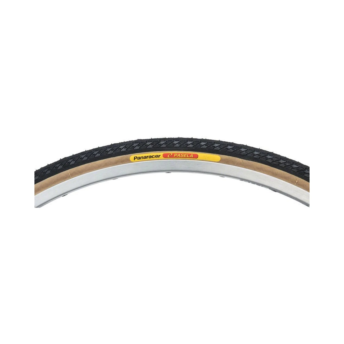 Panracer Panaracer Pasela Tire - 27 x 1-1/4, Clincher, Wire, Black/Tan, 60tpi (Bicycle Tires) – front profile