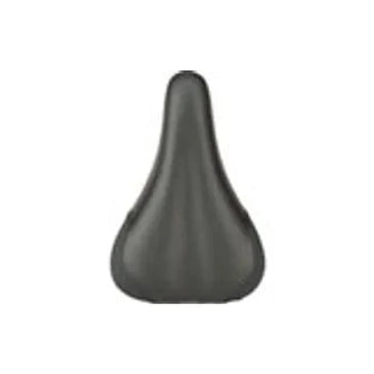 Planet Bike youth black bicycle saddle – A top-down view shows a small, contoured youth bicycle saddle in matte black, featuring a smooth ergonomic surface centered against a plain white background.