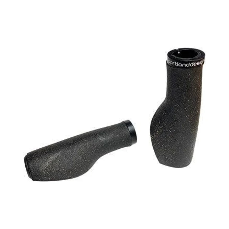 Portland Design Works Cork Chop Grips - Black, Lock-On (Bicycle Handlebar Grips) – studio product photo
