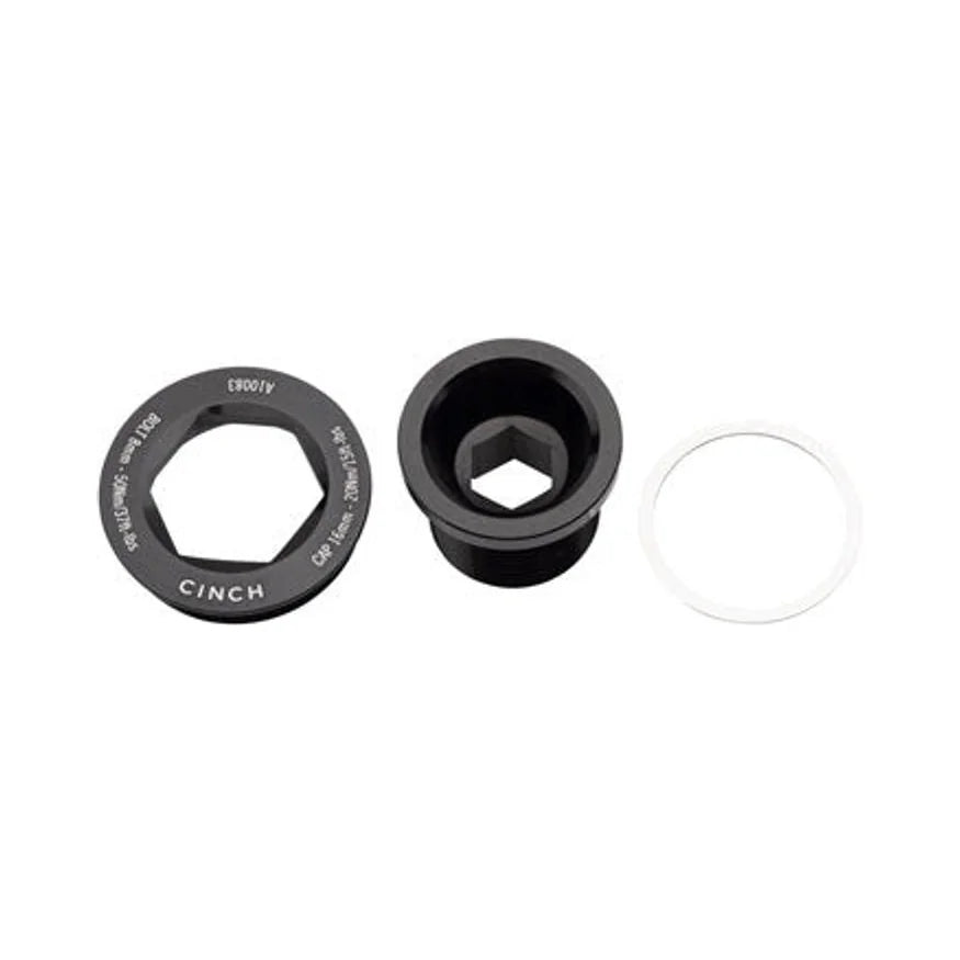 RaceFace CINCH Crank Bolt and Puller Cap Set - M18x15, Gloss Black (Crank Arm Fixing Bolt) – studio product photo
