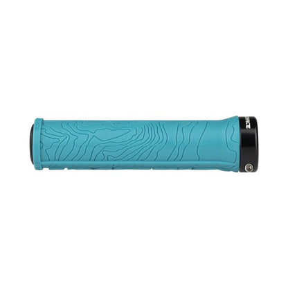 RaceFace Half Nelson Grips - Turquoise, Lock-On (Bicycle Handlebar Grips) – studio photo