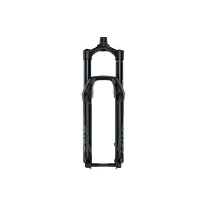 RockShox Pike Select suspension fork in diffusion black – Matte diffusion black suspension fork with black stanchions, lower leg brace, and Maxle thru-axle, presented vertically against a white studio background.