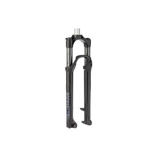 RockShox Recon Silver RL suspension fork – This black bicycle suspension fork features silver stanchions, lower leg disc brake mounts, and white branding against a plain white studio background.