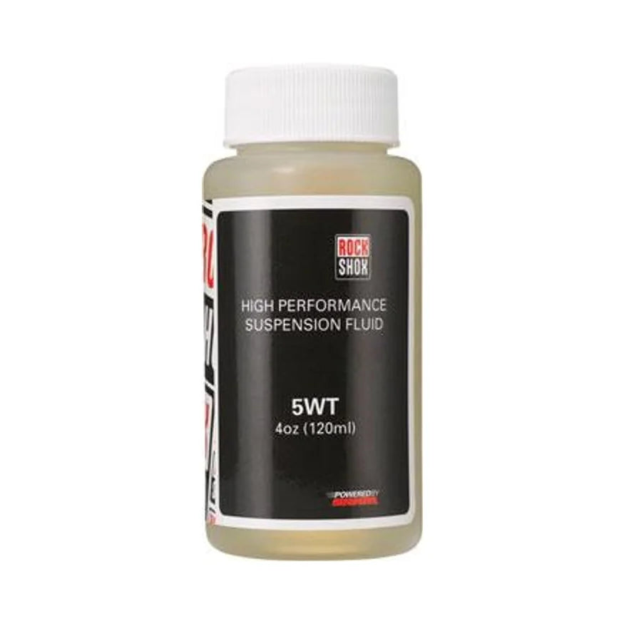 RockShox Suspension Oil, 5wt, 120ml Bottle, Fork Damper (Suspension Oil and Lube) – studio product photo