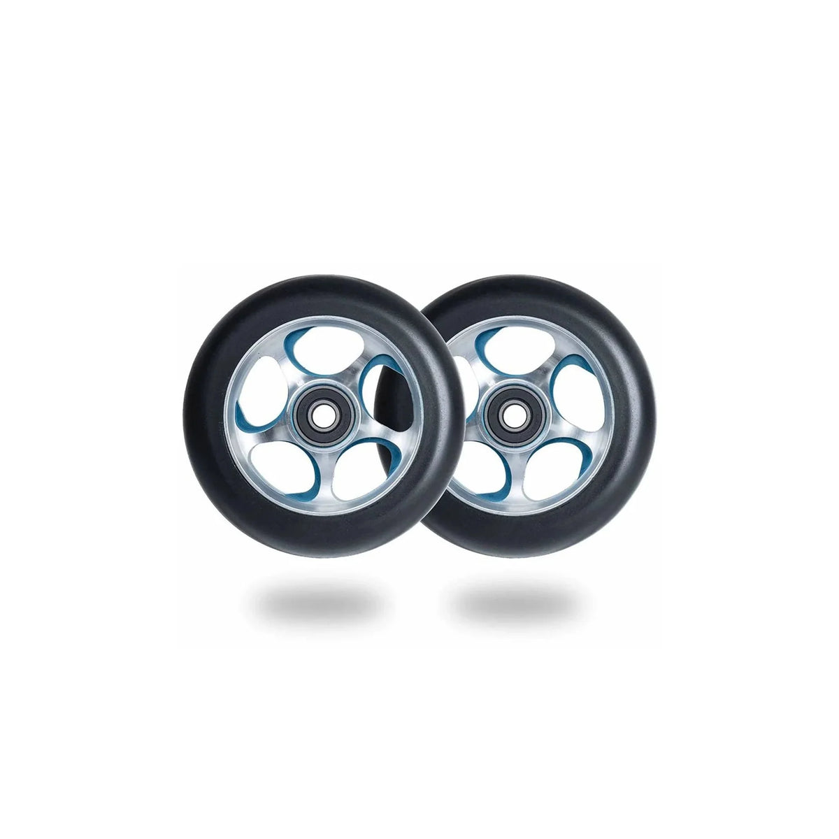 Root Industries - 100mm Re-Entry Wheels - Black / Blue (Scooter) – studio product photo