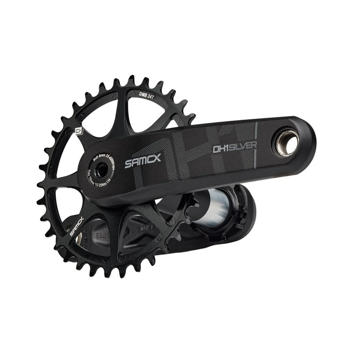 Samox Silver DH-1 Crankset - 155mm, 3-Bolt Direct Mount 34t Chainring, 28.99mm (DUB Type) Spindle, Black – Samox Silver DH-1 Crankset - 155mm, 3-Bolt Direct Mount 34t Chainring, 28.99mm (DUB Type) Spindle, Black (Bicycle Cranks) (view 2 of 4)