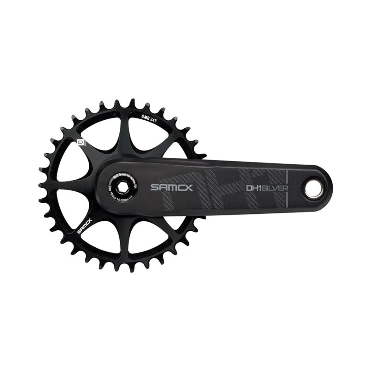 Samox Silver DH-1 Crankset - 155mm, 3-Bolt Direct Mount 34t Chainring, 28.99mm (DUB Type) Spindle, Black – Samox Silver DH-1 Crankset - 155mm, 3-Bolt Direct Mount 34t Chainring, 28.99mm (DUB Type) Spindle, Black (Bicycle Cranks) (view 4 of 4)