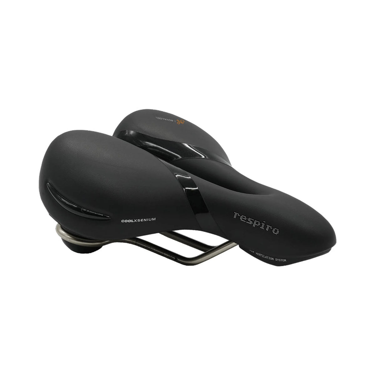 Selle Royal Respiro Stracciatella Saddle - Steel, Black, Relaxed (Bicycle Saddles) – front profile