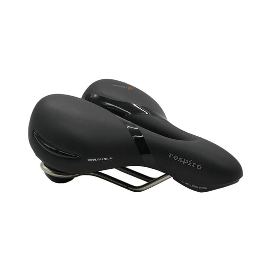 Selle Royal Respiro Stracciatella Saddle - Steel, Black, Relaxed (Bicycle Saddles) – front profile