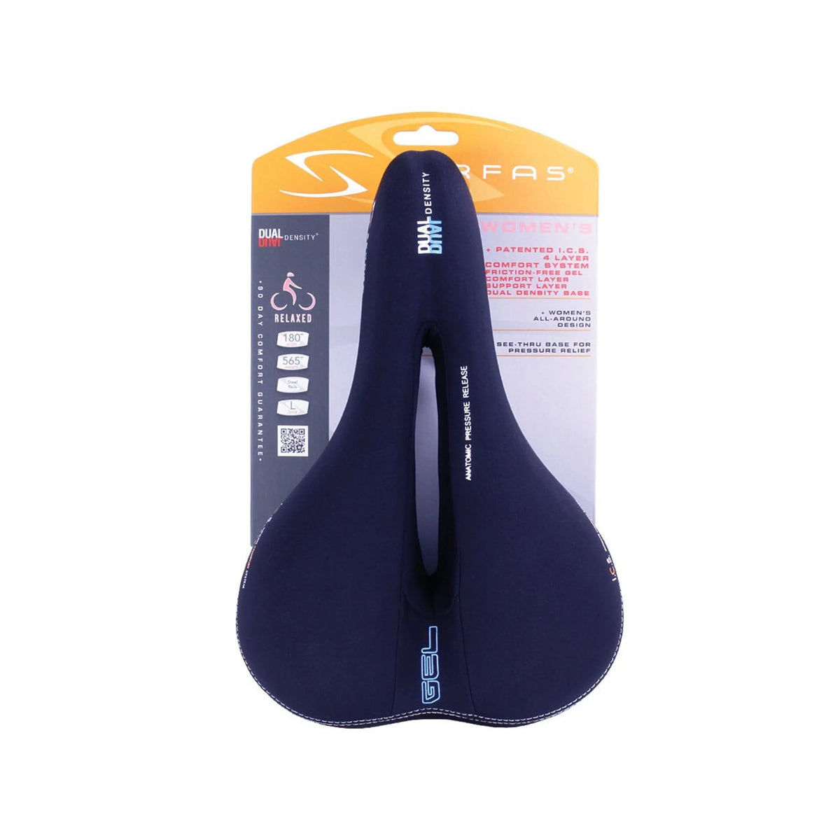 Serfas DDL-CT Dual Density® Women’s Comfort W/Cutout & Lycra Cover Saddle (Bicycle Saddles) – close-up detail