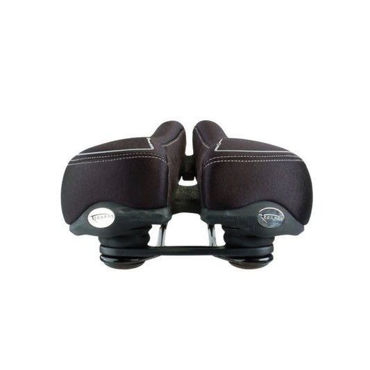 Serfas HY-RXL Twin Bar Design Cruiser Hybrid RX Comfort w/ Lycra Cover Saddle (Bicycle Saddles) – front profile