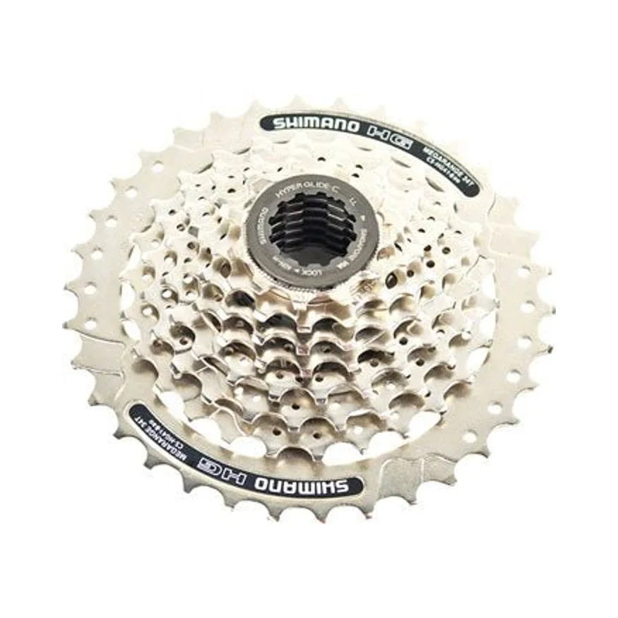 Shimano CS-HG41 Cassette - 8 Speed, 11-34t, Silver, Mega Range (Bicycle Cassettes & Freewheels) – studio product photo